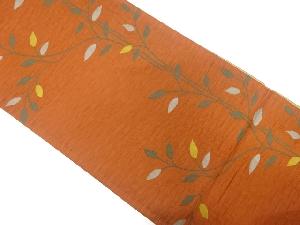 ふくれ織　枝葉模様織り出し袋帯